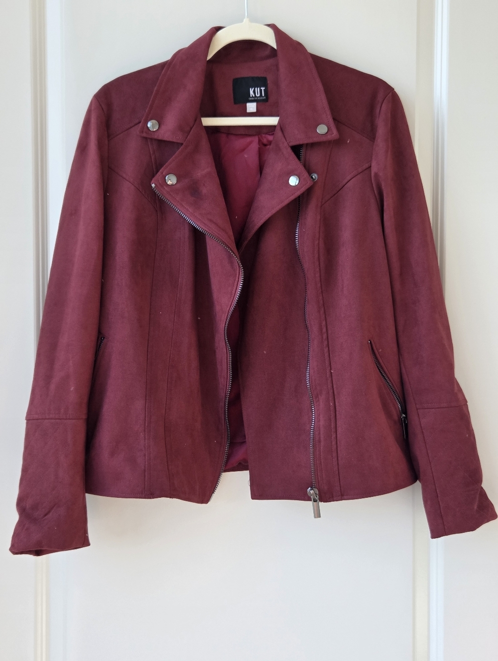 Kut from the Kloth Wine Faux Suede Moto Jacket